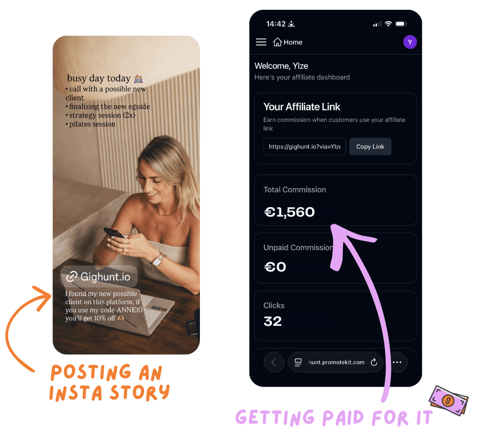 Share your affiliate link or coupon code on social media and earn commission